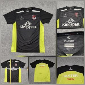 Ulster Rugby Kukri Mens M Medium Training Jersey T Shirt Black Green Kingspan